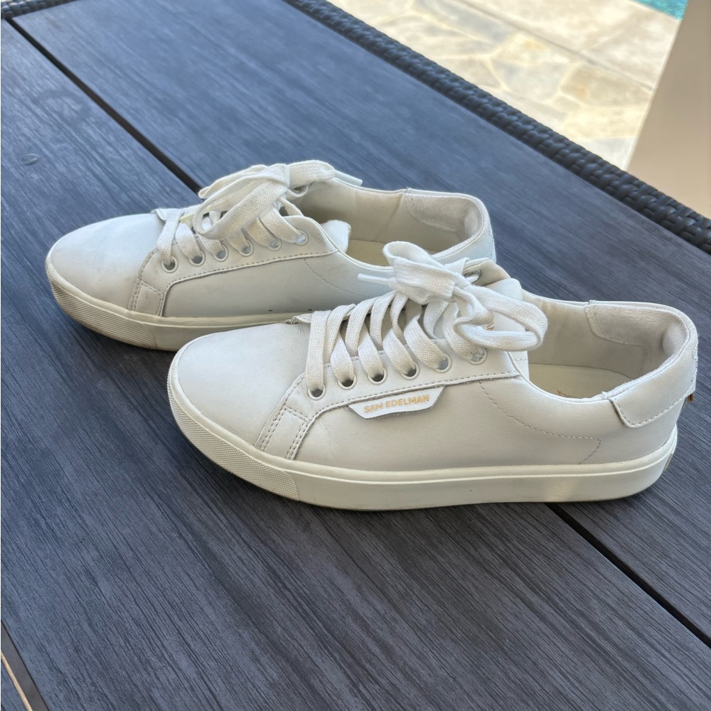 Sam Edelman White Lace-Up Sneakers Sz 6.5
